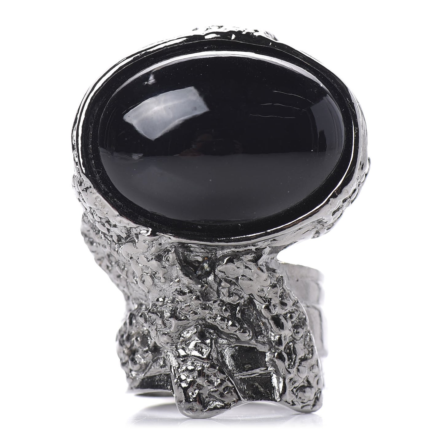 Glass Cabochon Gunmetal Arty Ovale Ring 6 Black