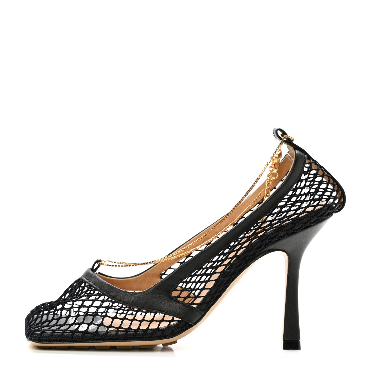 Bottega Veneta Mesh Nappa Chunky Chain Sandals 35.5 Black 1 of 7