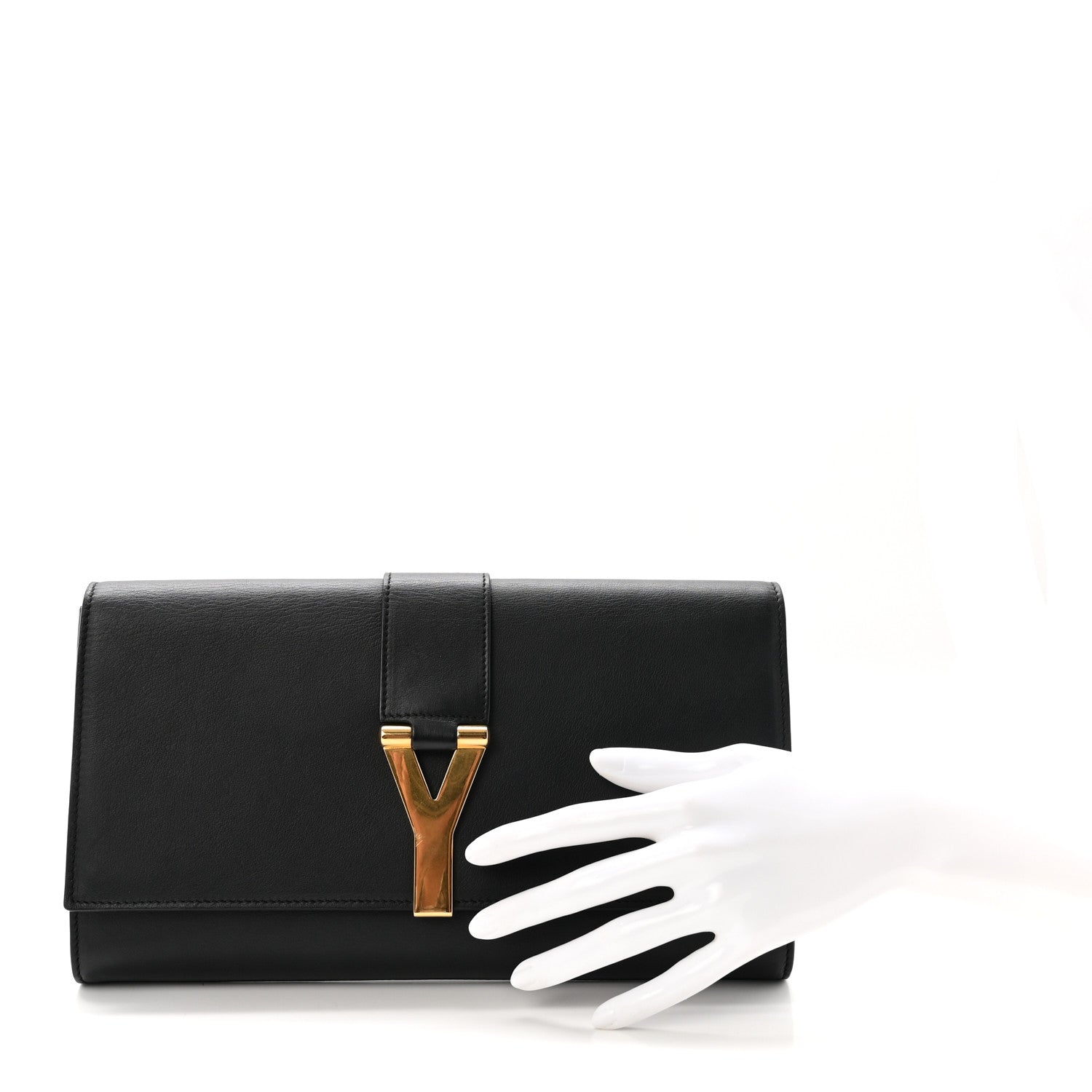 Saint Laurent Calfskin Classic Y Ligne Clutch Black 2 of 7