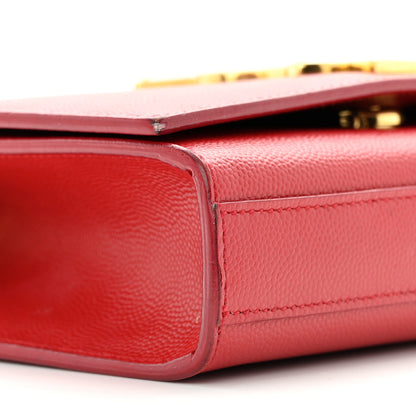 Saint Laurent Grain De Poudre Small Monogram Kate Satchel Red 9 of 20