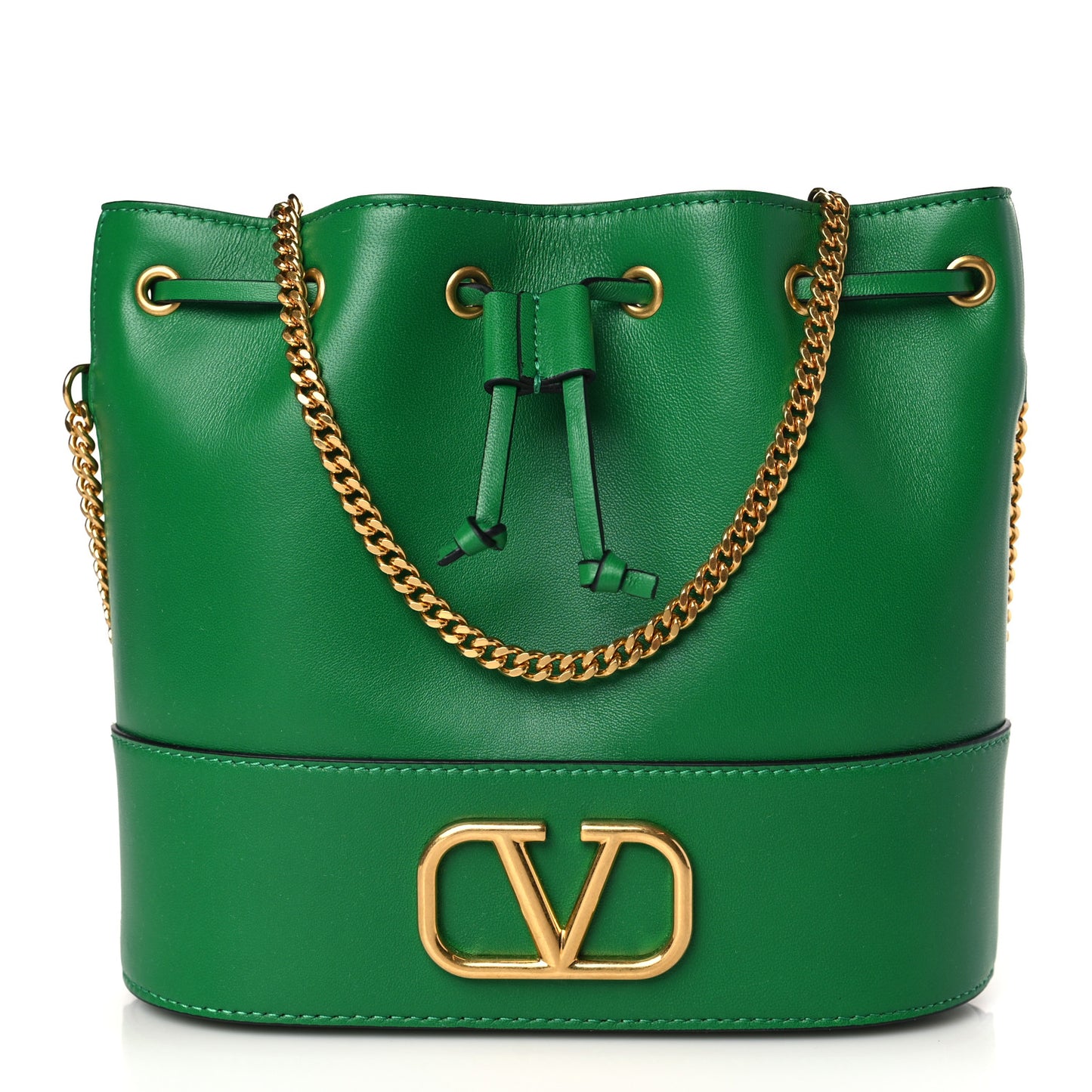 Nappa Mini VLogo Signature Chain Bucket Bag Gea Green