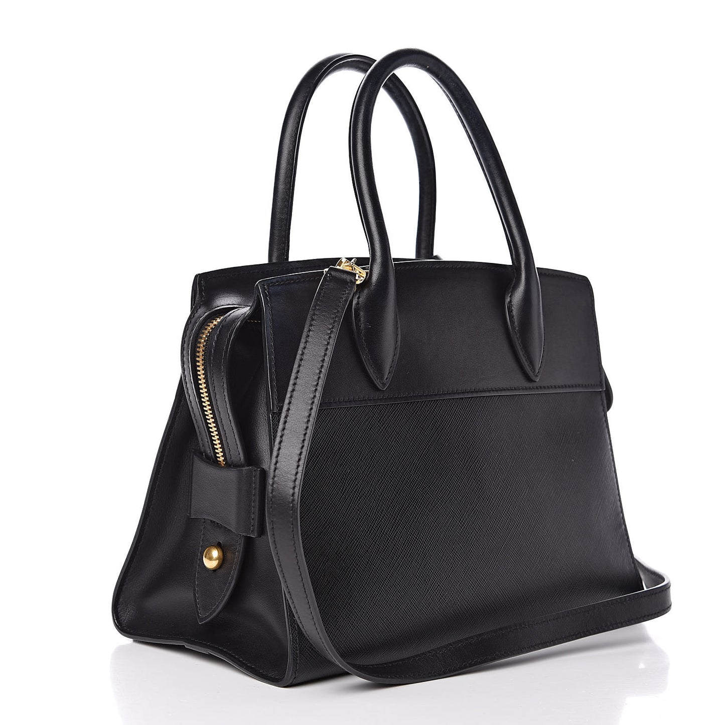 Saffiano City Calfskin Small Esplanade Tote Black