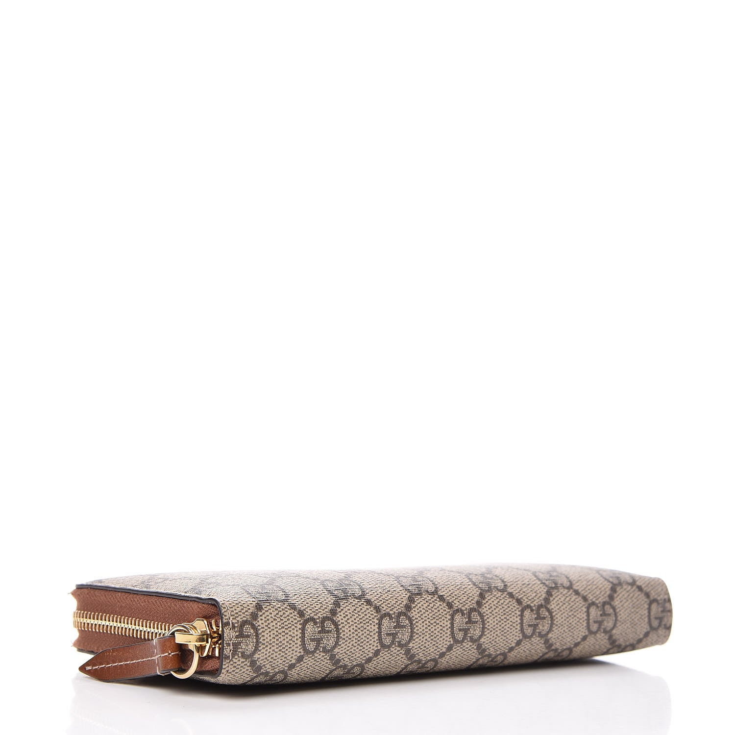Gucci GG Supreme Monogram Cuoio Toscano Zip Around Wallet Beige Ebony Cuir 4 of 8
