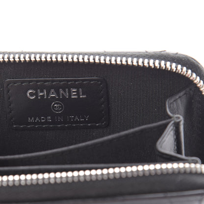 Chanel Lambskin Camellia Embossed Studded Zip Coin Purse Black 4 of 7