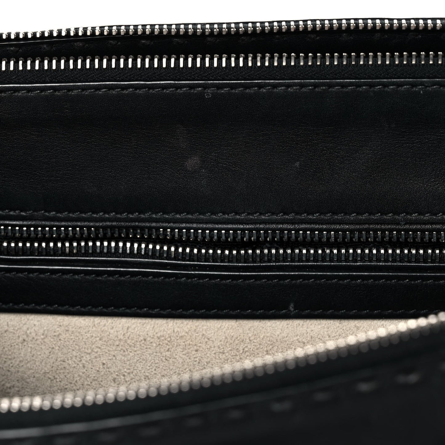 City Calf Hand Stitched Medium Galleria Double Zip Tote Black