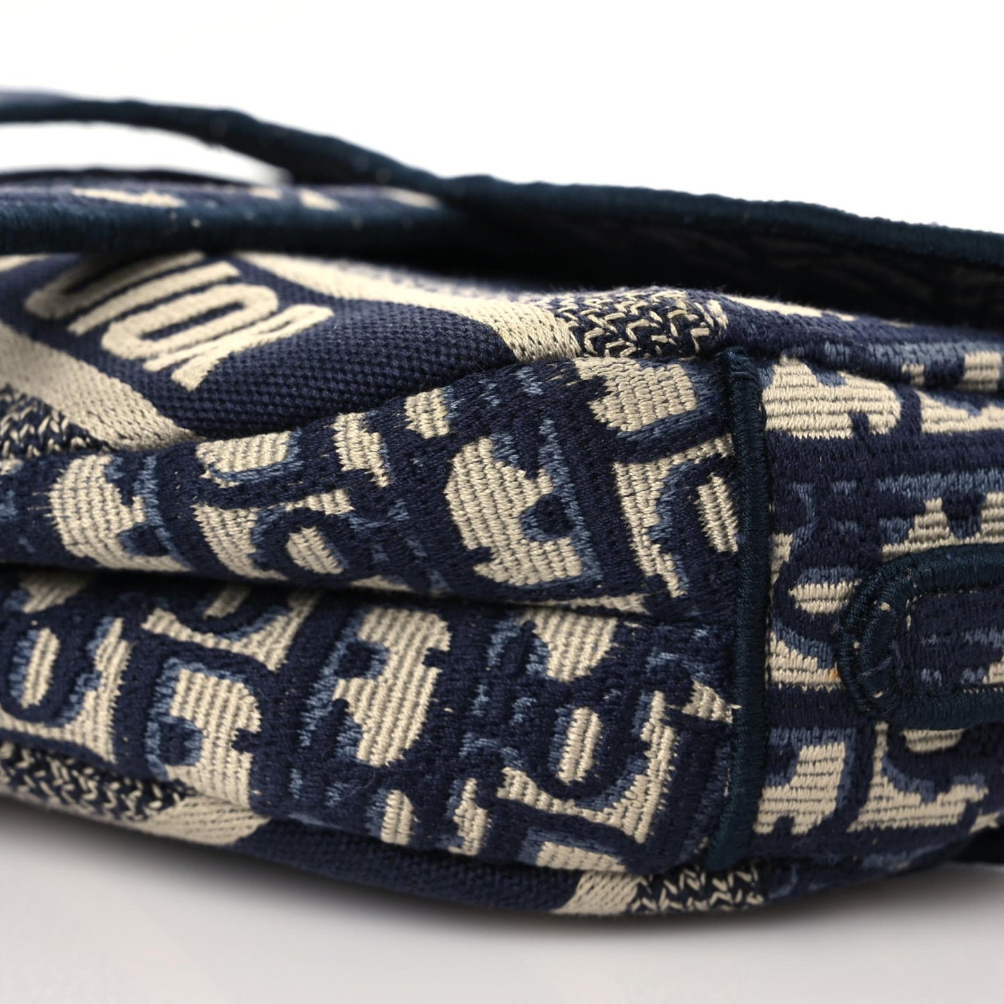 Oblique Embroidered Saddle Bag Blue