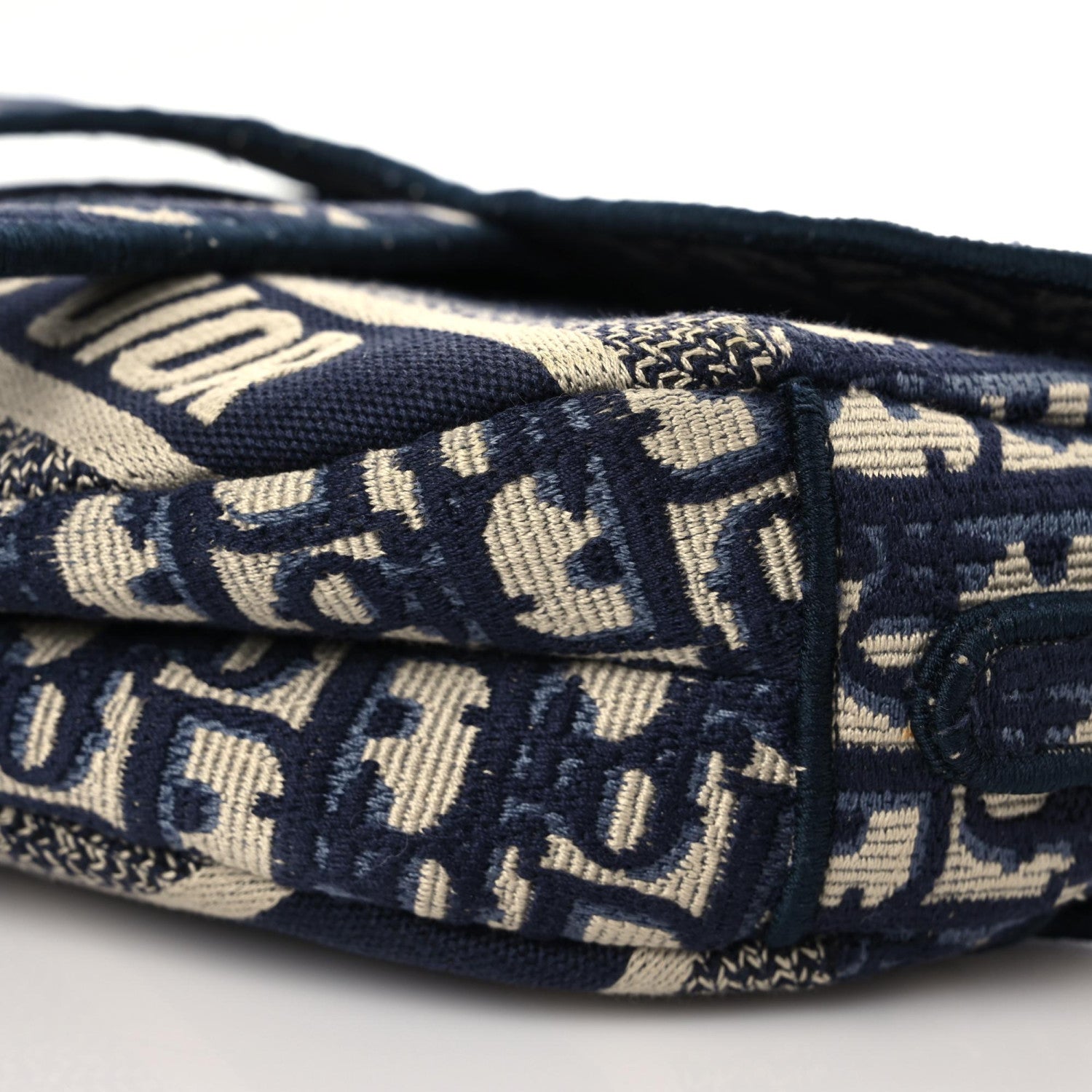 Christian Dior Oblique Embroidered Saddle Bag Blue 6 of 12