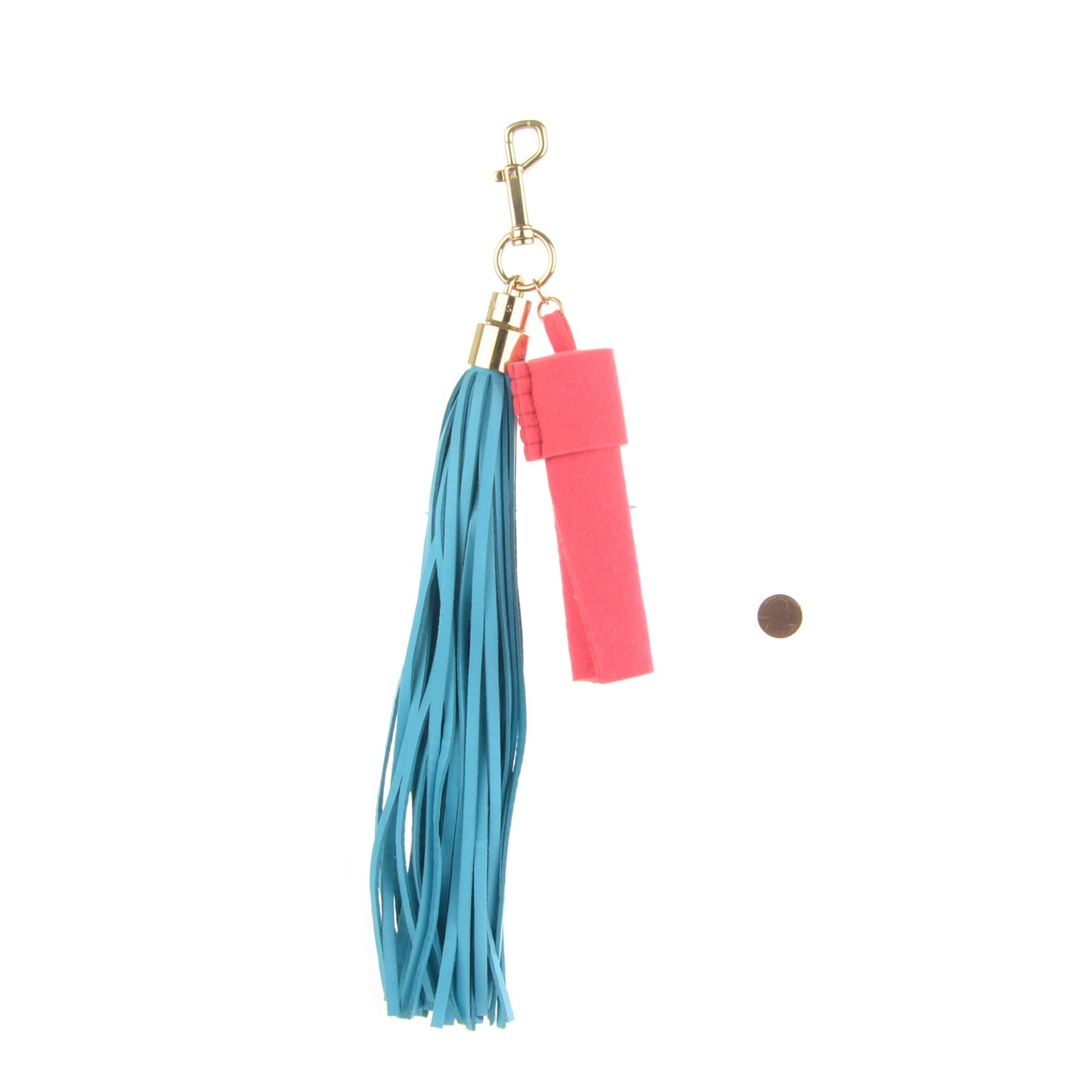 Rainbow Bag Charm Tassel Blue