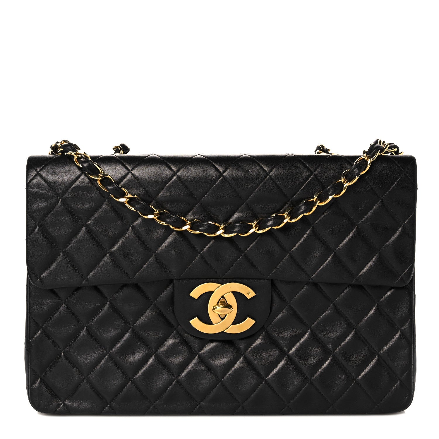 Chanel Lambskin Quilted XL Jumbo Single Flap Black 1 of 15