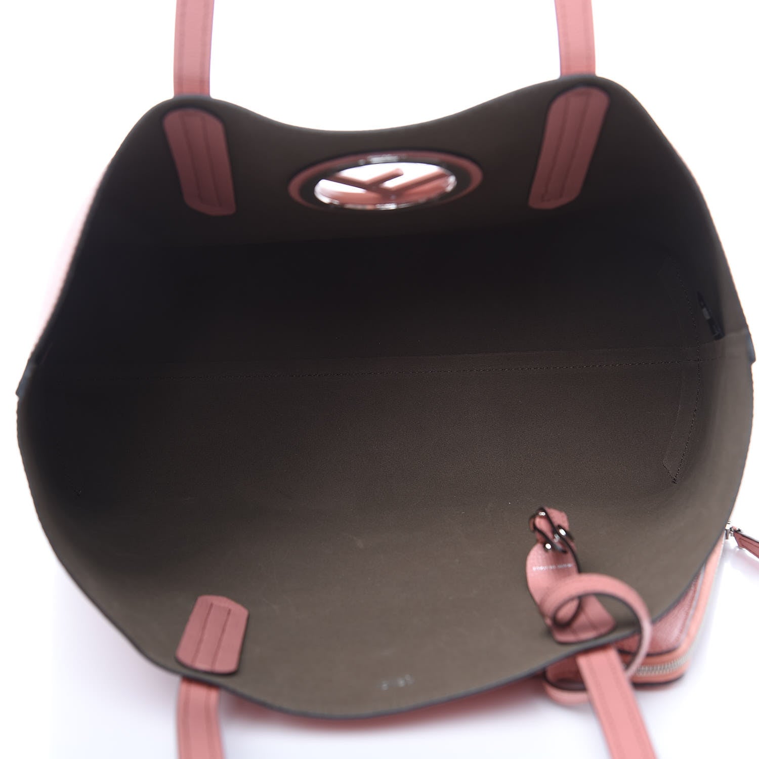Fendi Vitello Vienna Enamel F is Fendi Shopping Tote Macaron Taupe 6 of 12