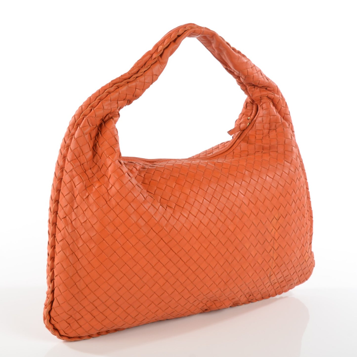 Nappa Intrecciato Large Veneta Hobo Burnt Orange