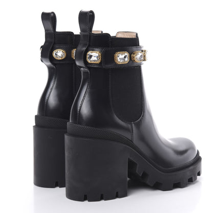 Gucci Calfskin Crystal GG Trip Chelsea Ankle Boots 36 Black 4 of 12