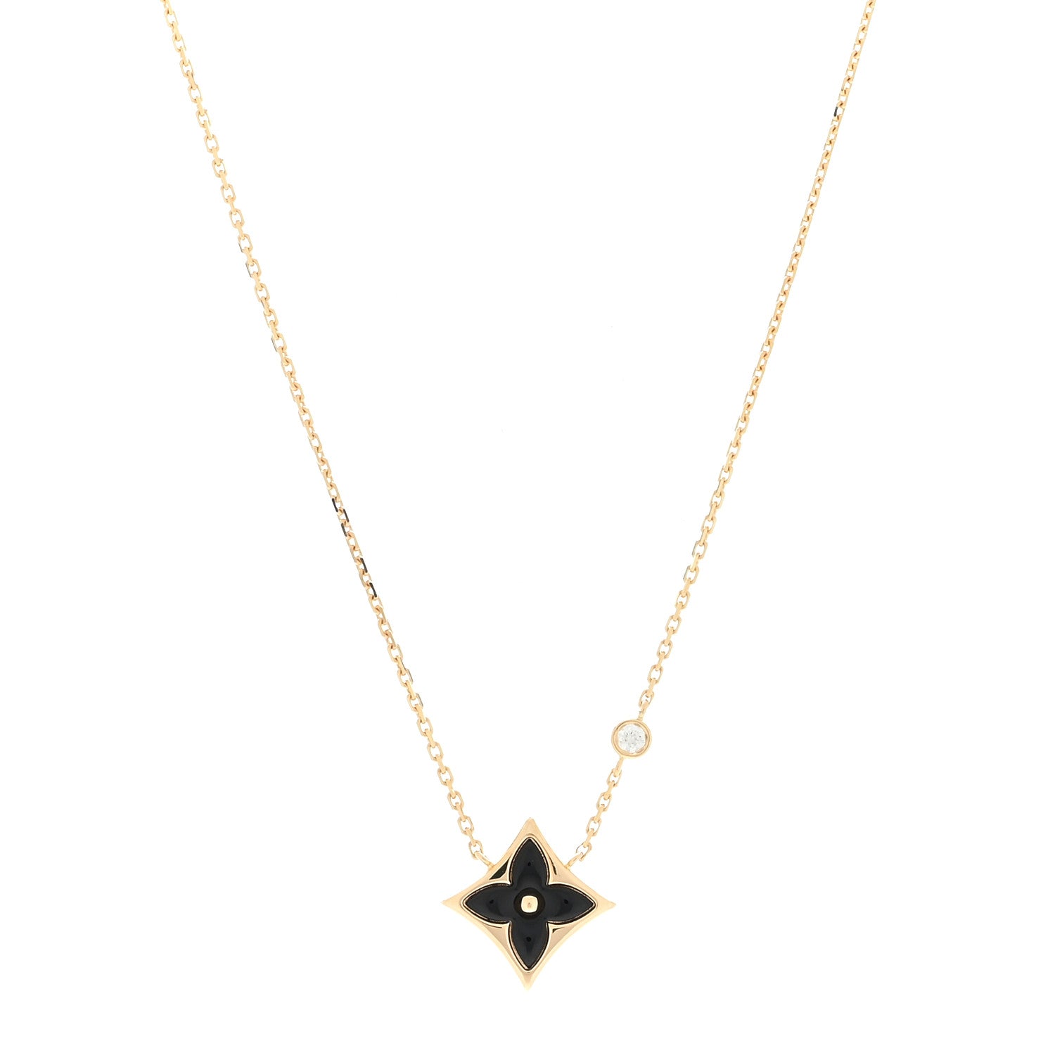 Louis Vuitton 18K Yellow Gold Diamond Black Onyx Color Blossom BB Star Pendant Necklace 1 of 3