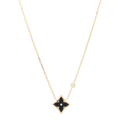 Louis Vuitton 18K Yellow Gold Diamond Black Onyx Color Blossom BB Star Pendant Necklace 1 of 3
