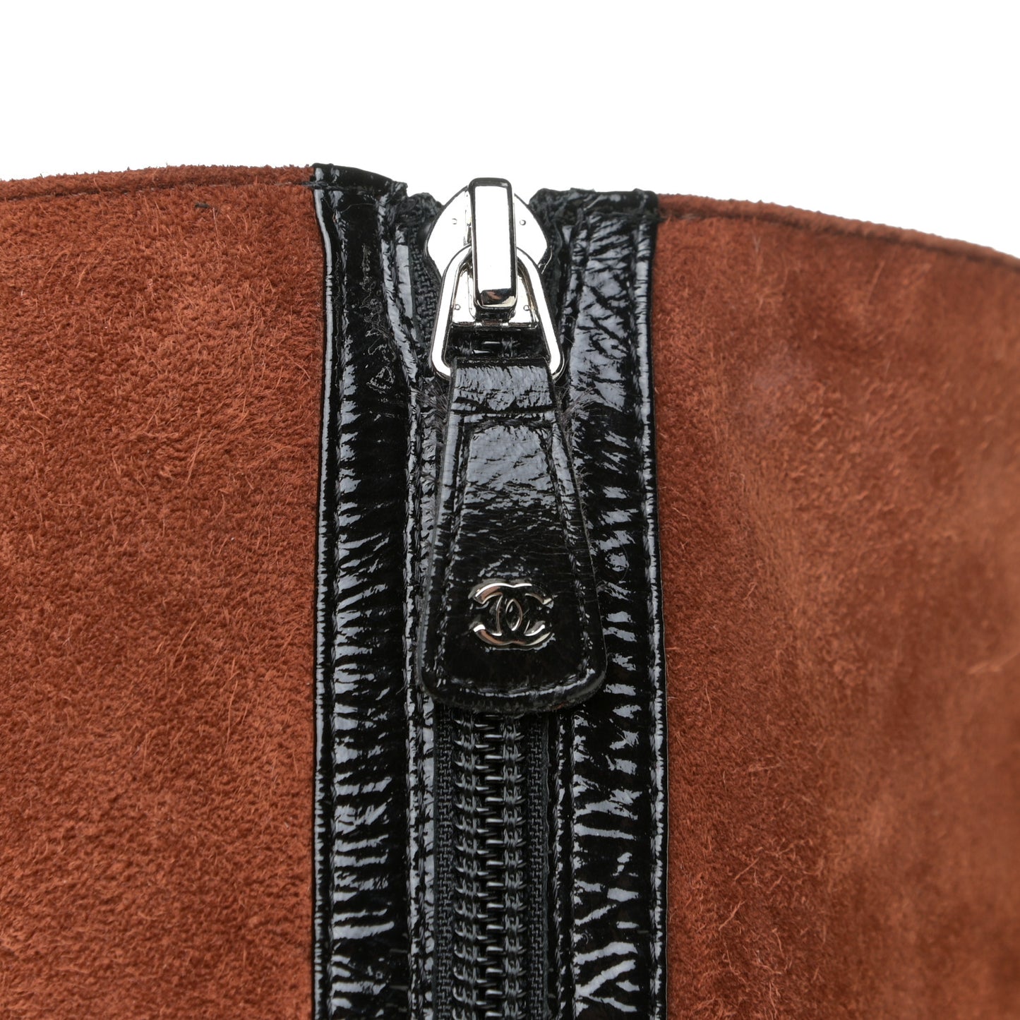 Suede Patent Calfskin Over The Knee Boots 39.5 Brown White Black