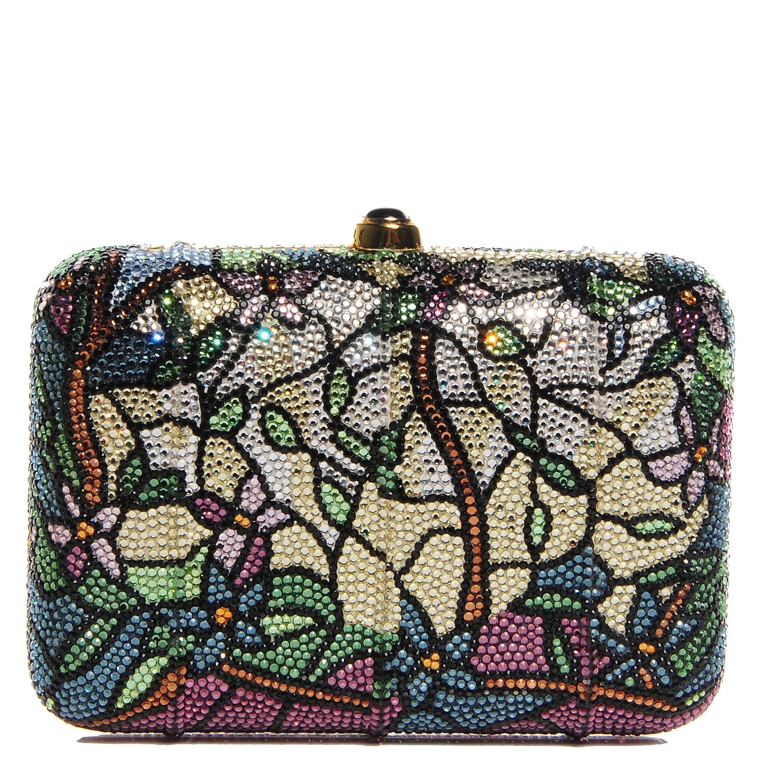 Judith Leiber Swarovski Crystal Floral Miniaudiere Clutch 1 of 8