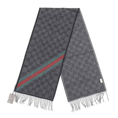 Gucci Wool Angora Monogram Web New Nikky Scarf Lead Dark Green 4 of 4