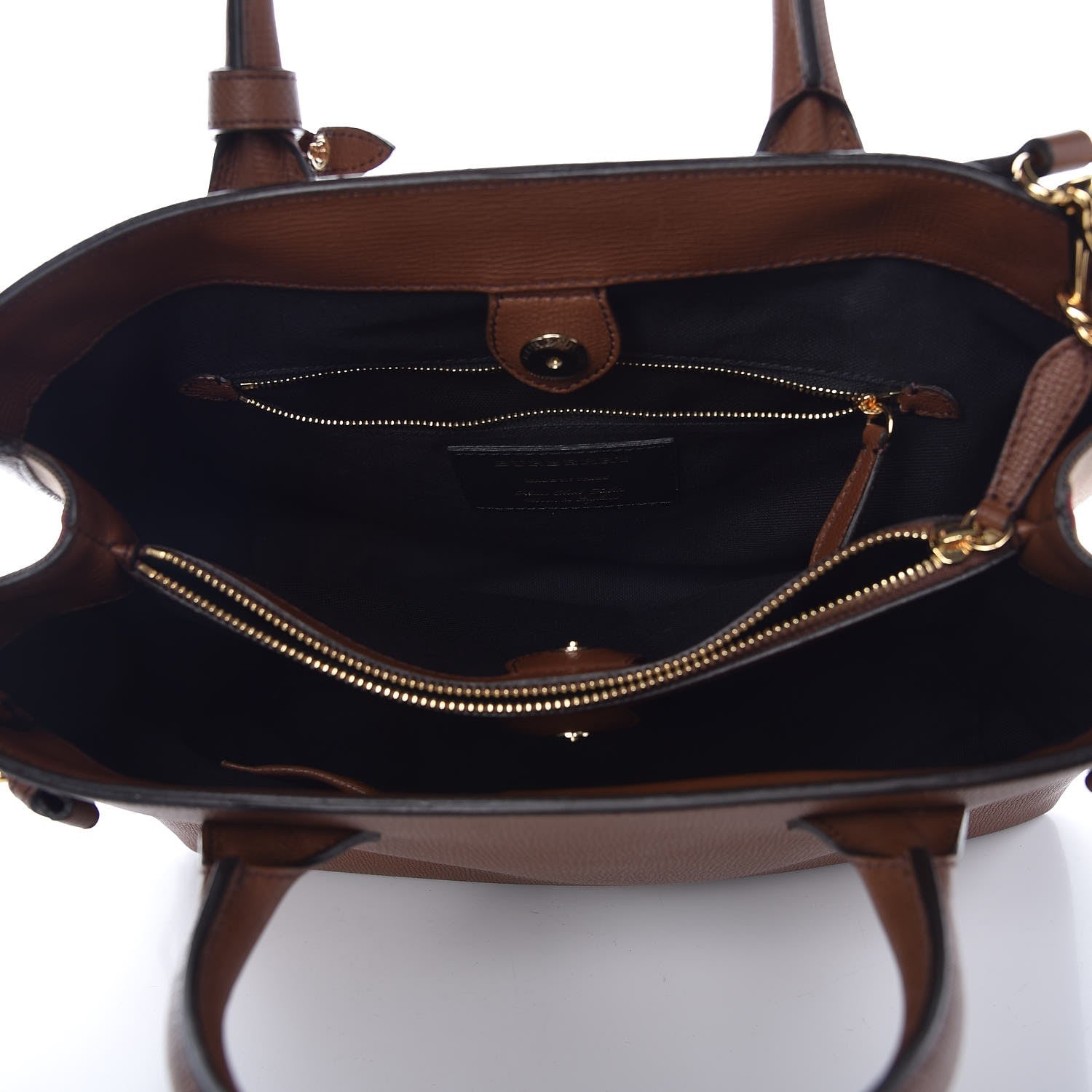Burberry Grainy Calfskin House Check Medium Banner Tote Tan 6 of 9