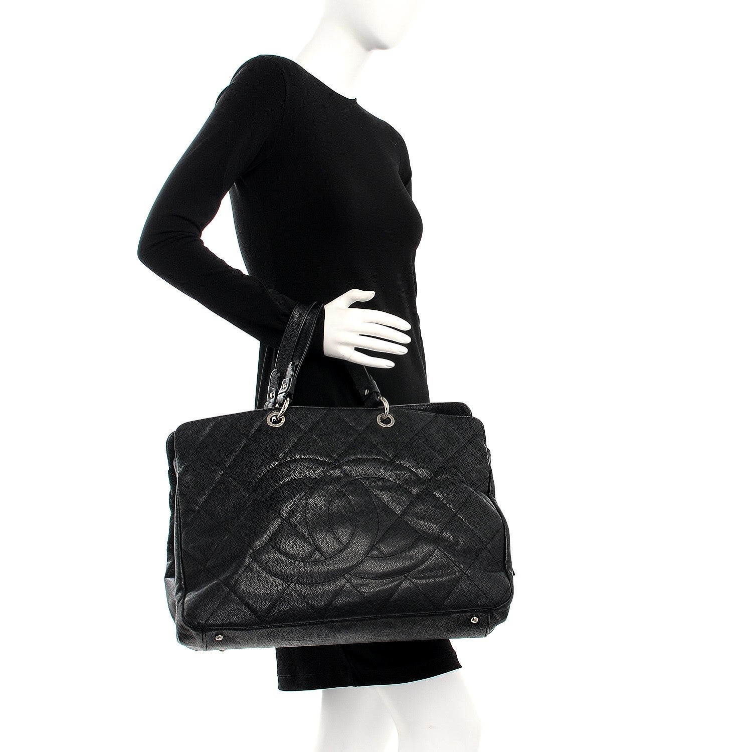 Chanel Soft Caviar Quilted Large Timeless Tote Black 2 of 13