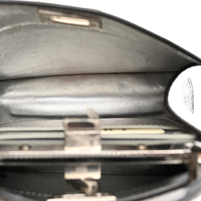 Fendi Metallic Karung Petite Peekaboo I SEE U Satchel Argento 5 of 15