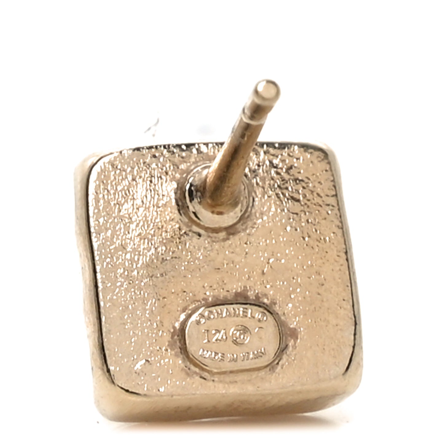 Metal Crystal Mini Square CC Earrings Gold