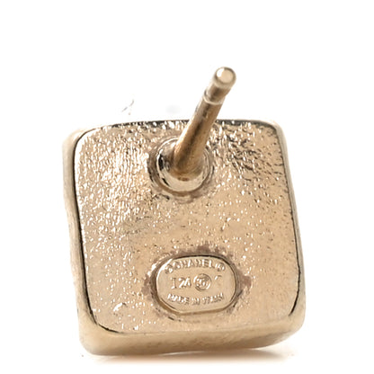 Chanel Metal Crystal Mini Square CC Earrings Gold 4 of 4