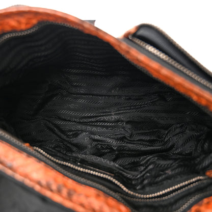 Prada Tessuto Nylon Snakeskin Shoulder Bag Black Orange 5 of 10