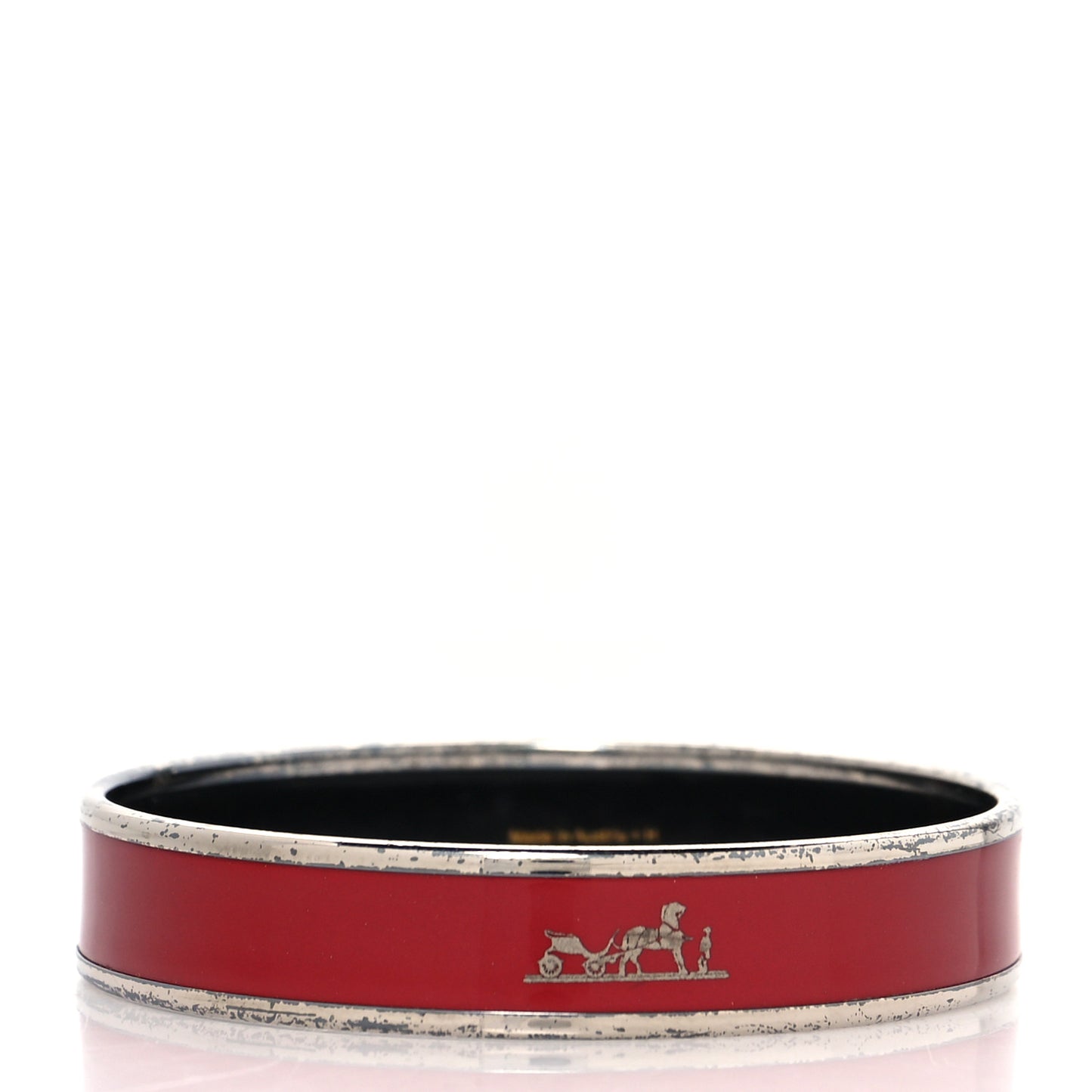 Enamel Printed Narrow Caleche Bracelet 62 Rouge H