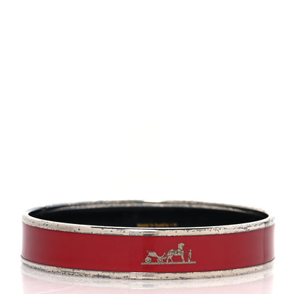 Hermes Enamel Printed Narrow Caleche Bracelet 62 Rouge H 3 of 6