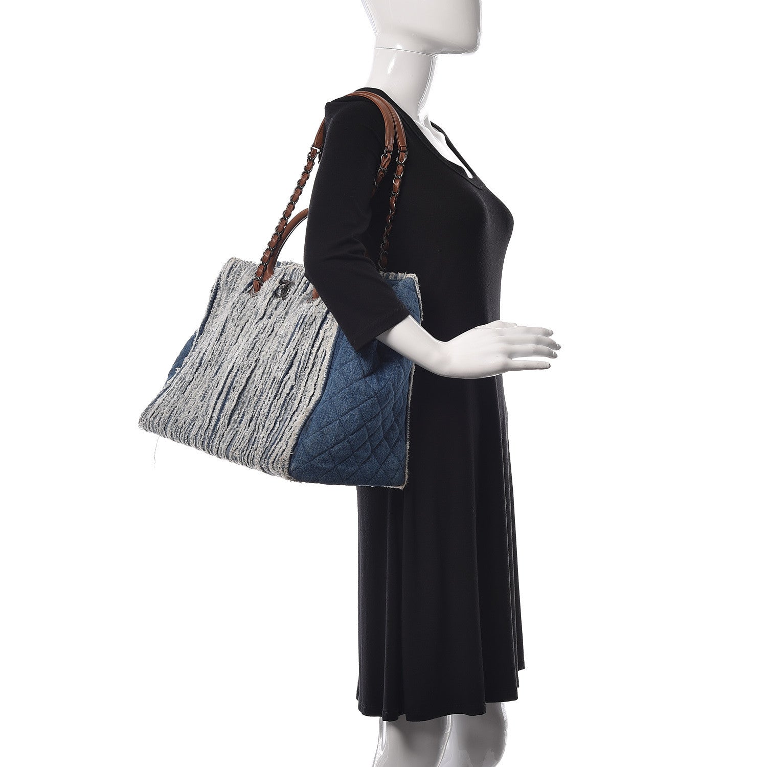 Chanel Denim Fringe Large Shopping Tote Blue 2 of 11