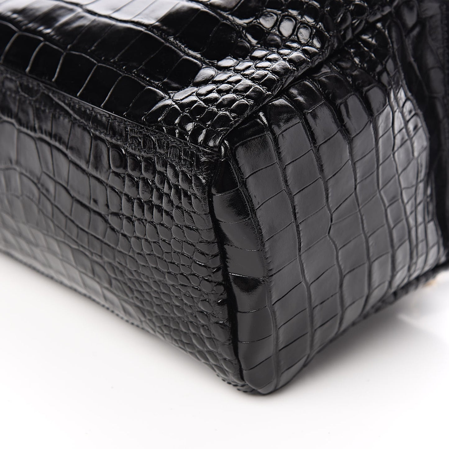 Calfskin Crocodile Embossed Small Pandora Black