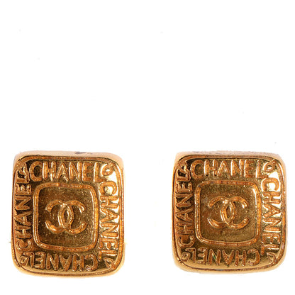 Chanel Square CC Clip On Earrings Gold 1 of 4