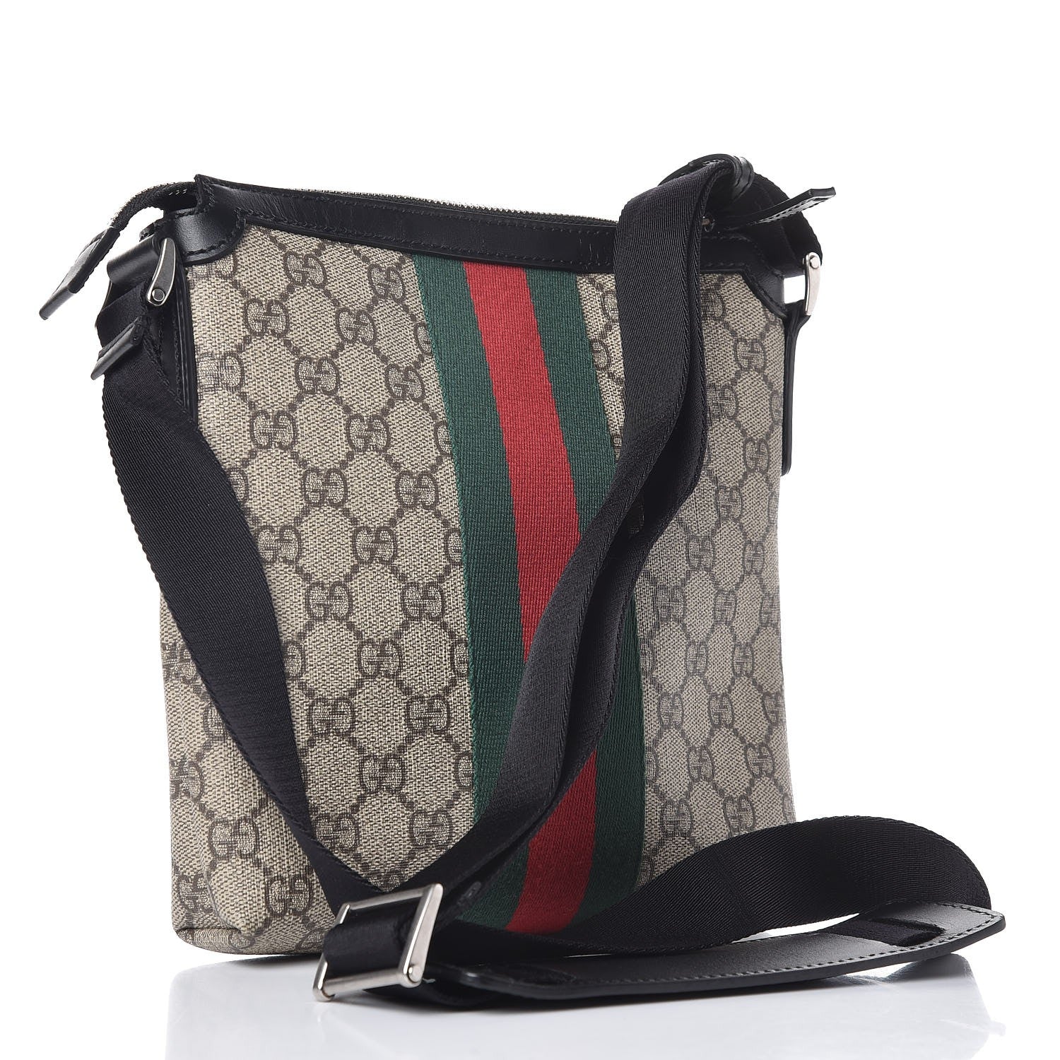 Gucci GG Supreme Monogram Web Messenger Bag Black 4 of 10