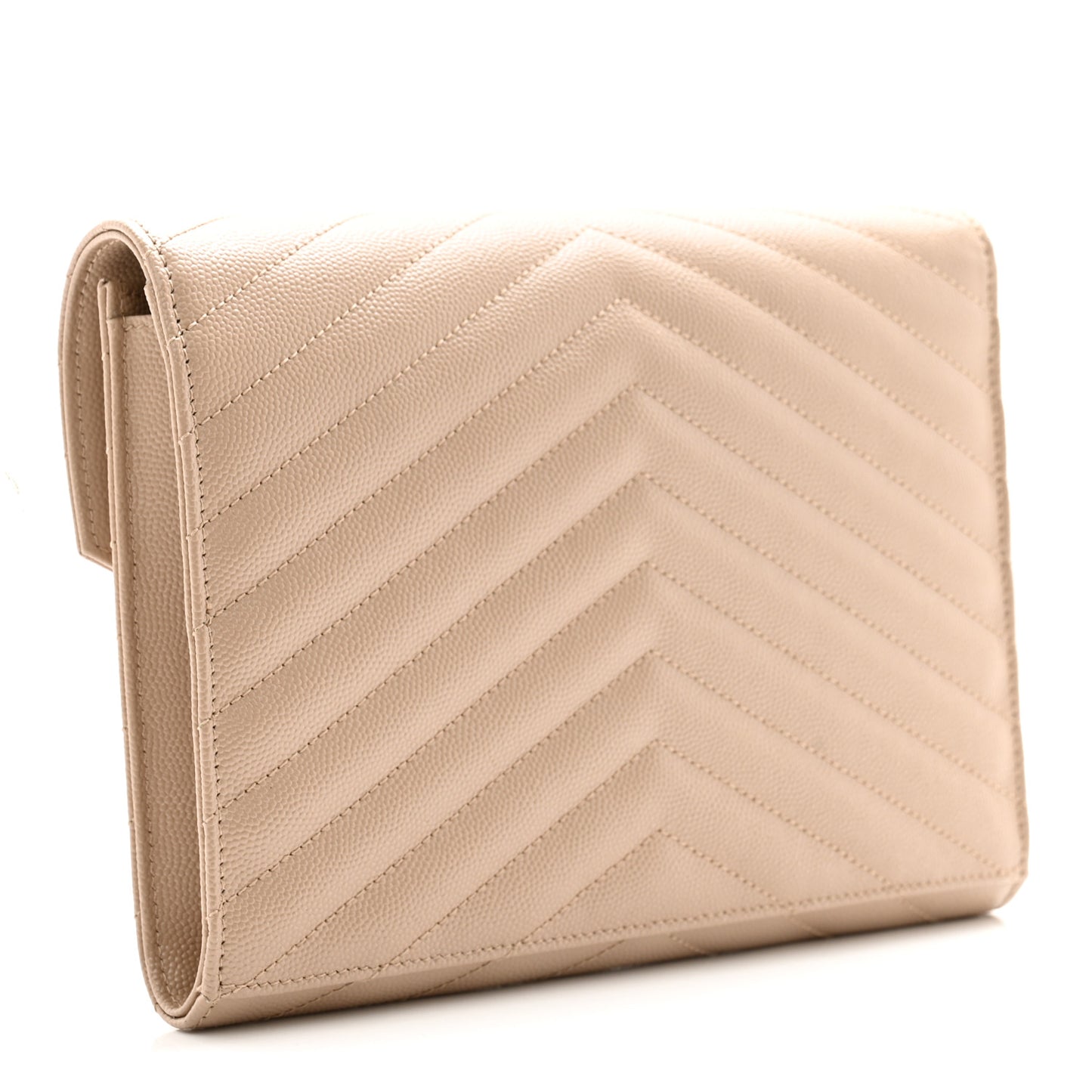 Grain De Poudre Matelasse Chevron Monogram Envelope Clutch Dark Beige