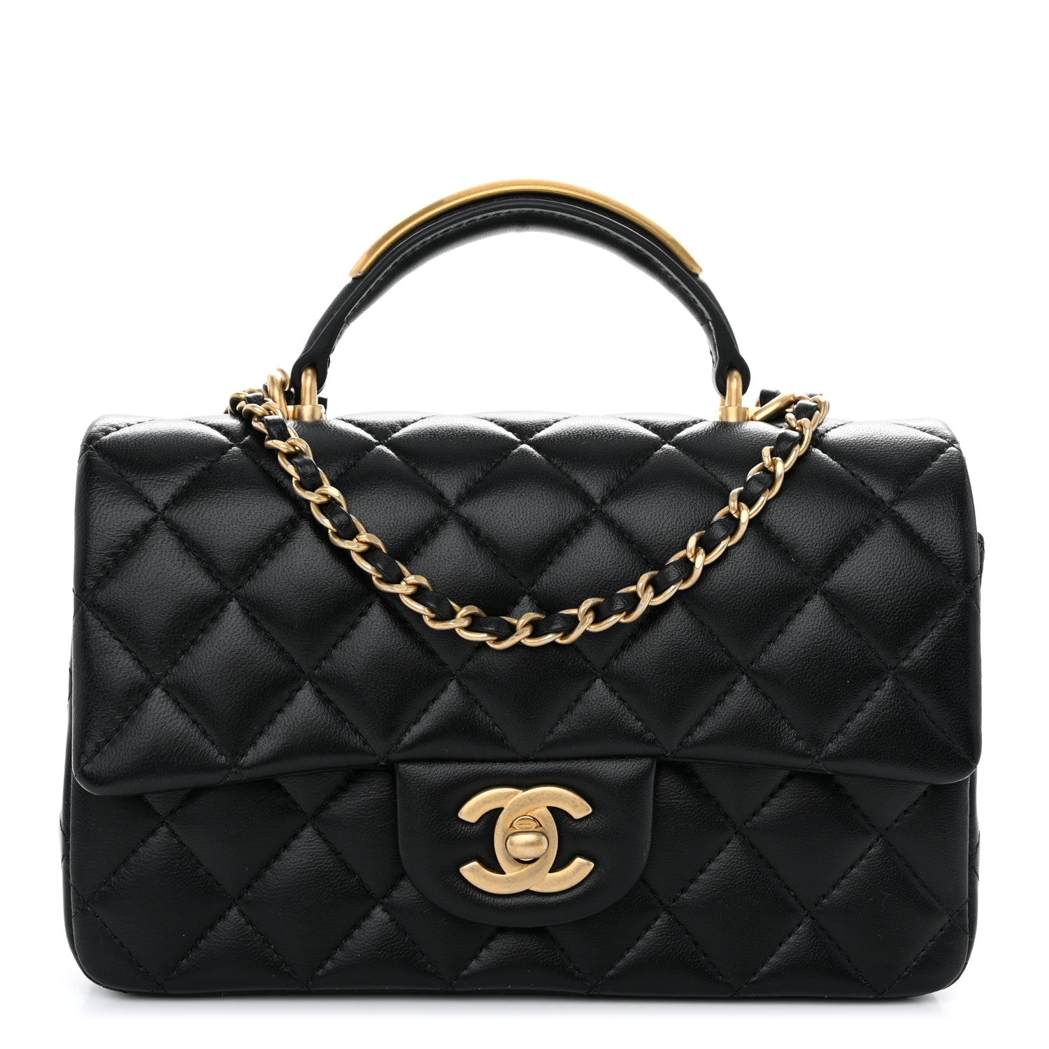 Chanel Lambskin Quilted Metal Mini Top Handle Rectangular Flap Black 1 of 11
