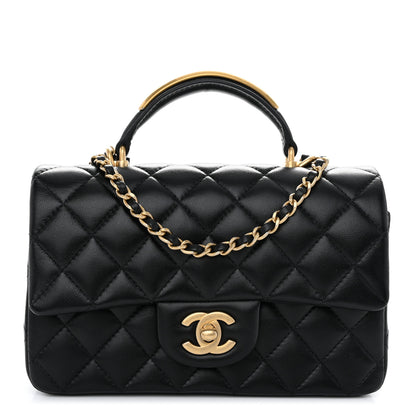Chanel Lambskin Quilted Metal Mini Top Handle Rectangular Flap Black 1 of 11