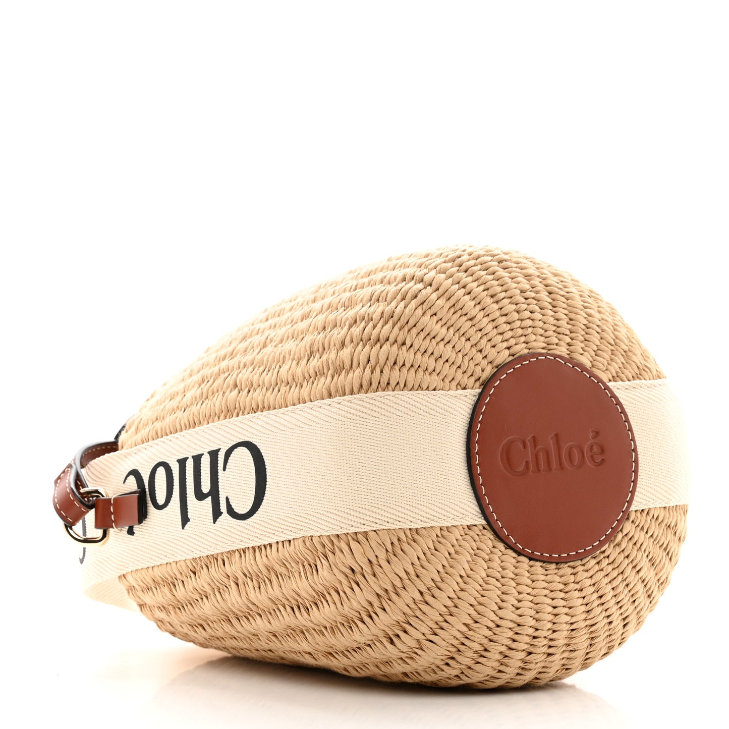 Raffia Calfskin Small Woody Basket Bag Brown