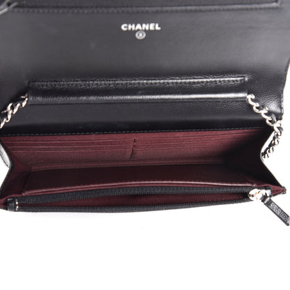 Chanel Caviar Chevron Quilted Wallet On Chain WOC Black 5 of 9