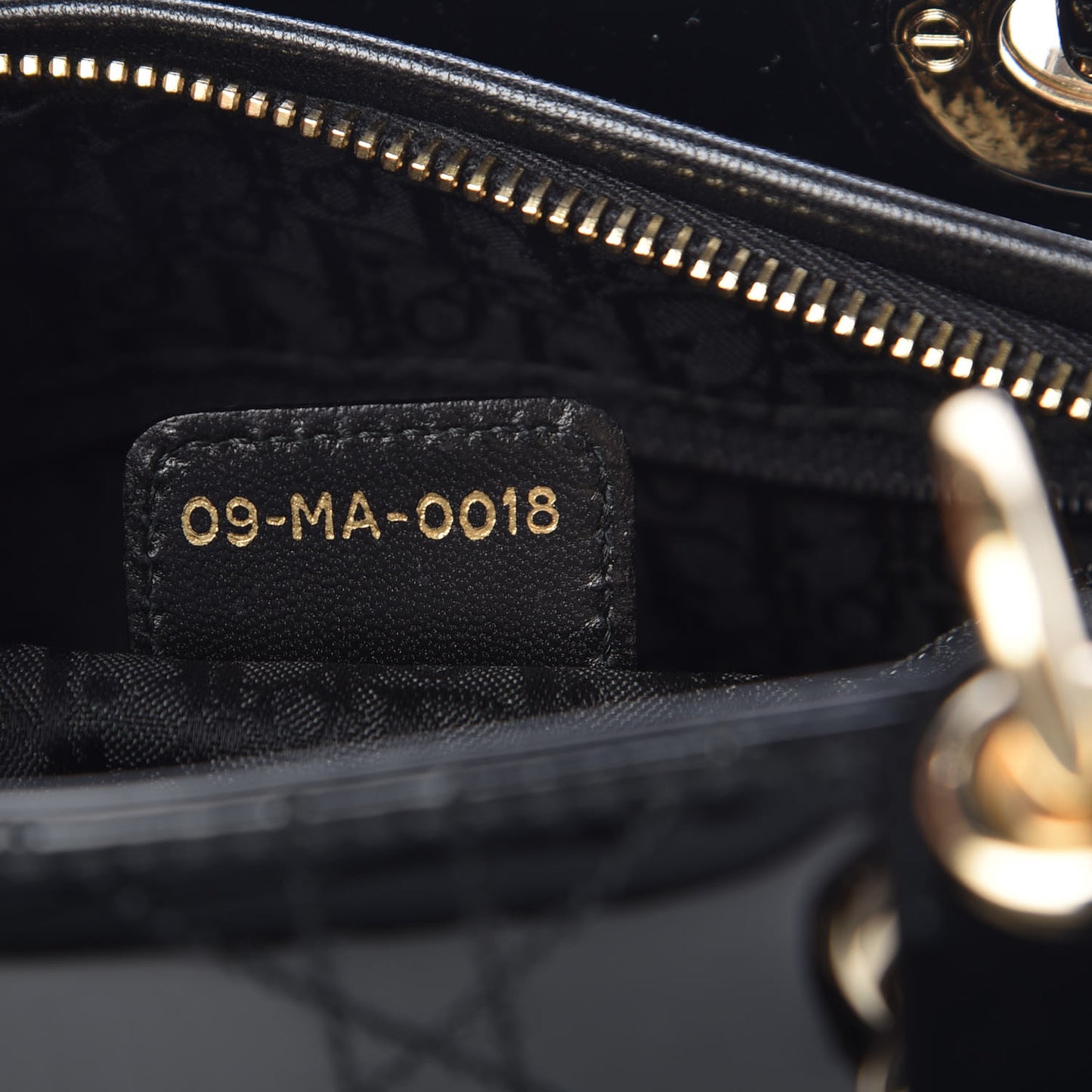 Patent Cannage Stitched Medium Lady Dior Black