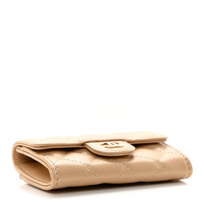 Chanel Caviar Quilted Flap Card Holder Wallet Beige 4 of 8