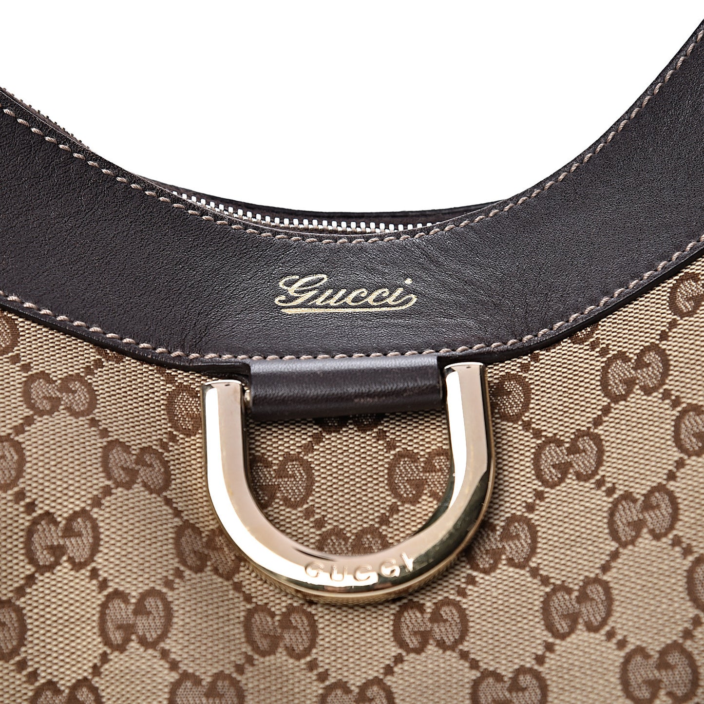 Monogram Large D Gold Hobo Dark Brown
