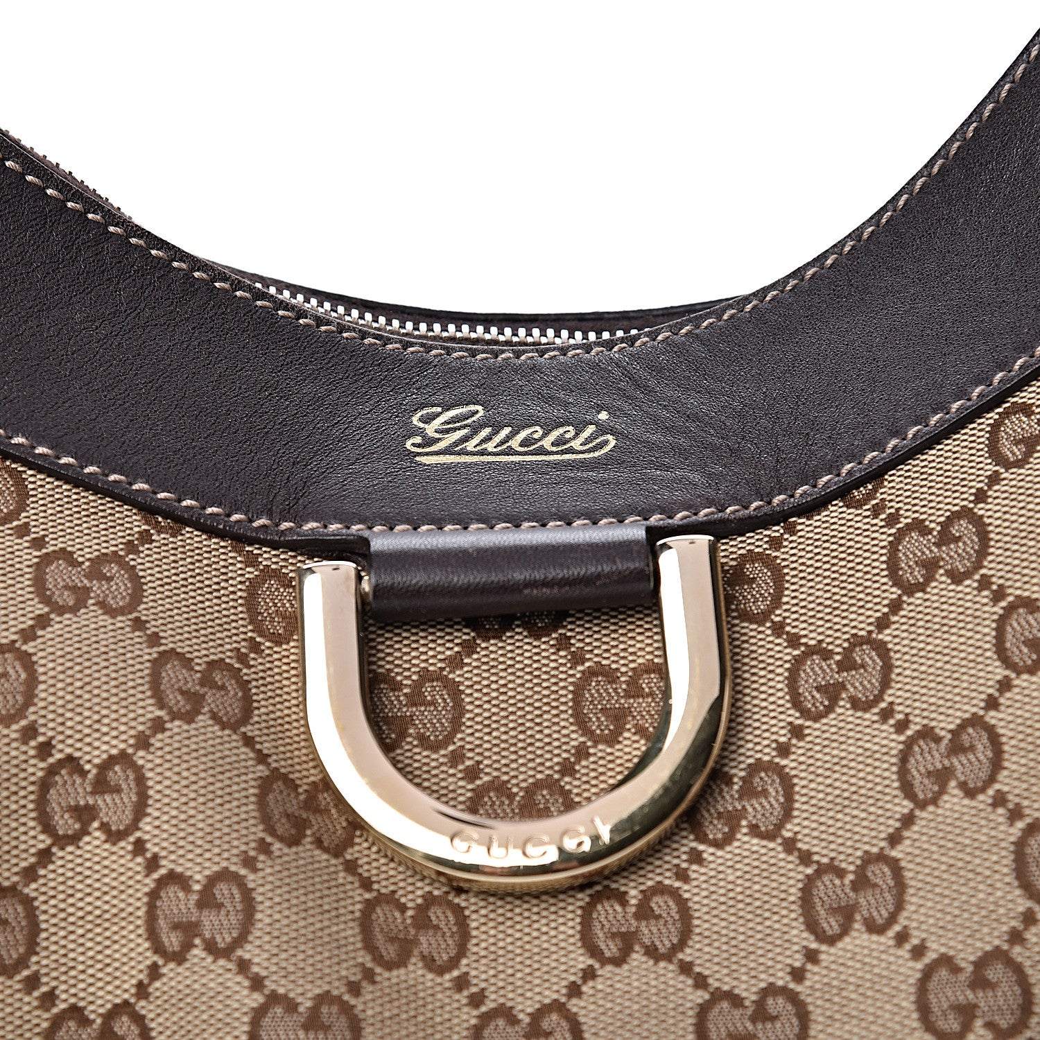 Gucci Monogram Large D Gold Hobo Dark Brown 8 of 10