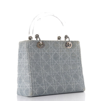 Christian Dior Denim Cannage Medium Lady Dior Blue 2 of 9