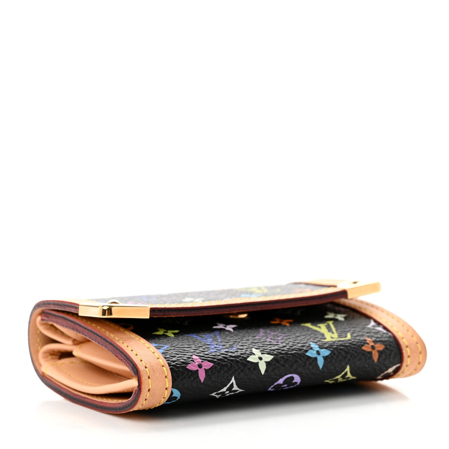 Louis Vuitton Monogram Multicolor Porte-Monnaie Plat Coin Purse Black 4 of 6