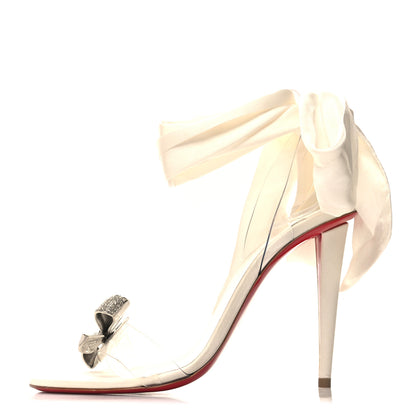 Christian Louboutin Crystal PVC Astrinodo 100 Sandals 38 Ivory 1 of 10