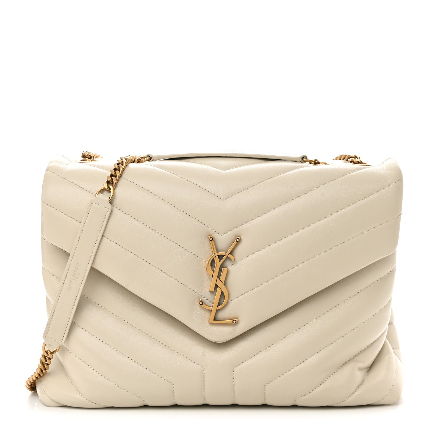 Calfskin Y Quilted Monogram Medium Loulou Chain Satchel Crema Soft