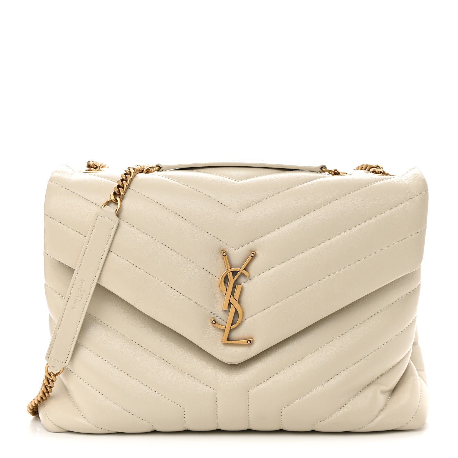 Saint Laurent Calfskin Y Quilted Monogram Medium Loulou Chain Satchel Crema Soft 1 of 13