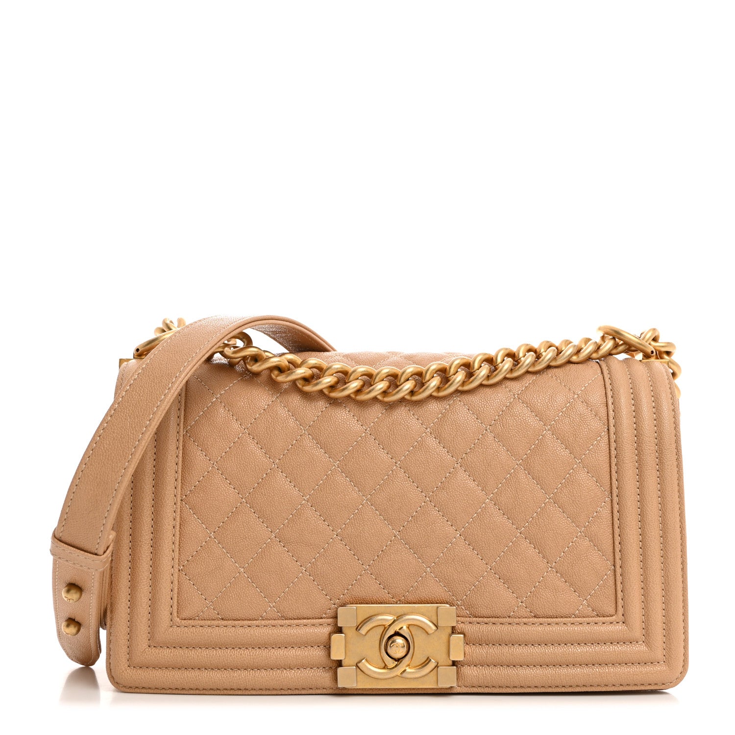 Chanel Caviar Quilted Medium Boy Flap Beige 1 of 10