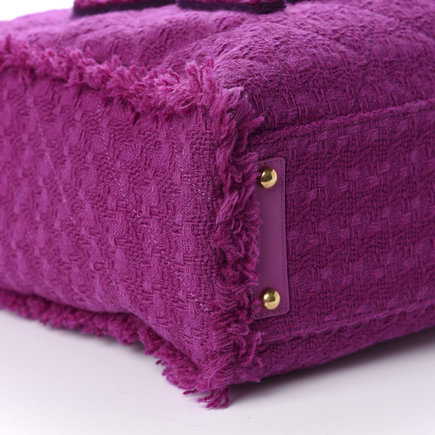 Wool Tweed Large Zipped Shopping Tote Magenta