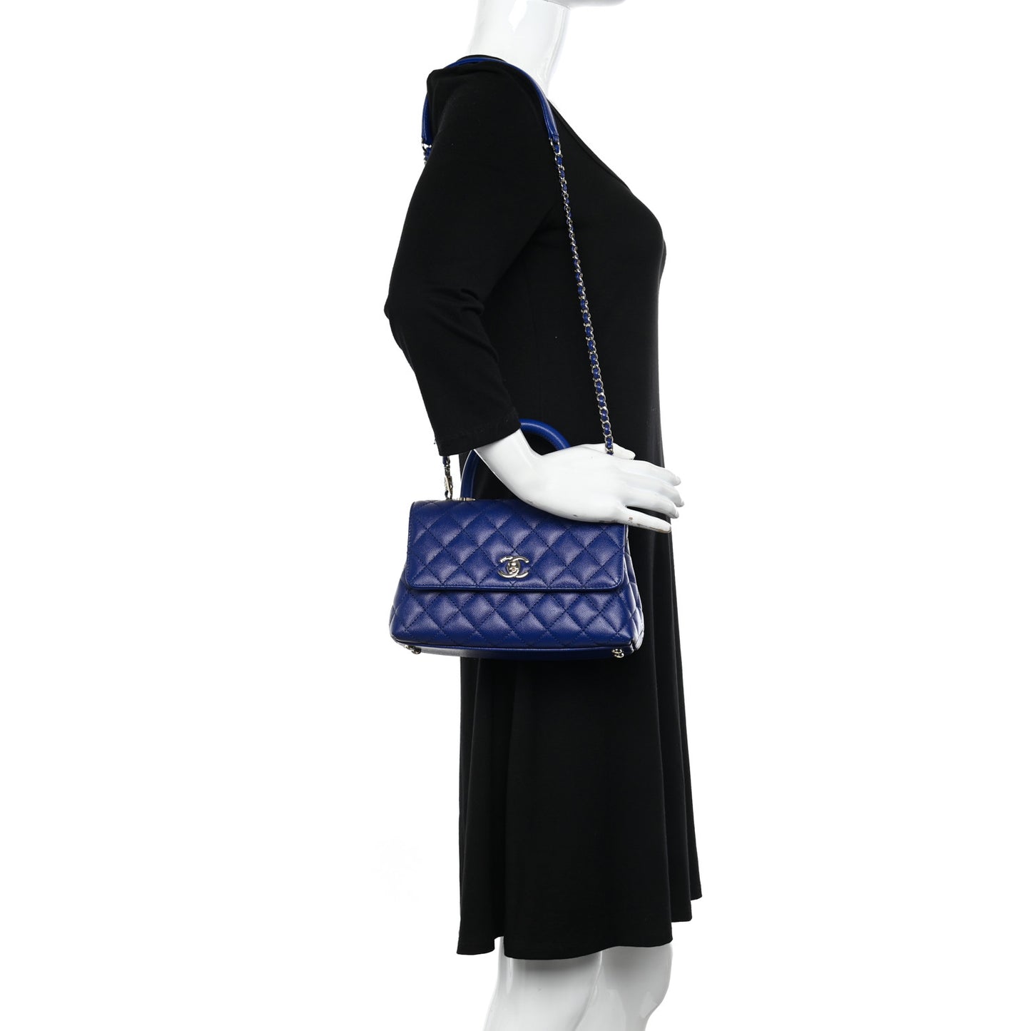 Caviar Quilted Mini Coco Handle Flap Blue